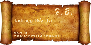 Hadnagy Béla névjegykártya